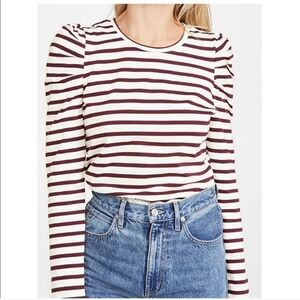 Rebecca Minkoff Talia Pullover Stripe Puff Sleeve Top